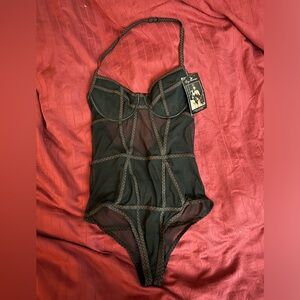 Black lingerie bodysuit from Leg Avenue with harness straps on top